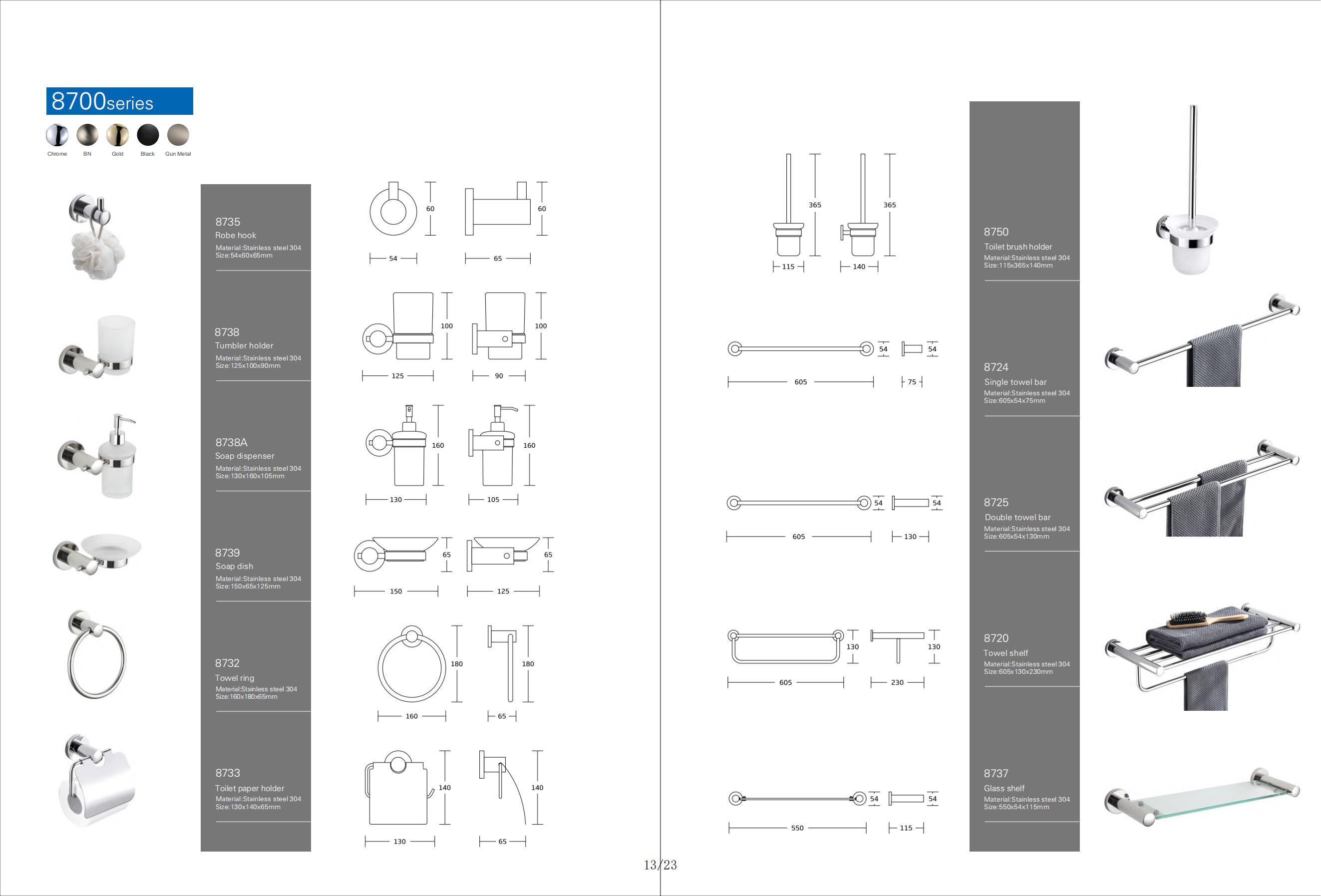Premium SS304 Bathroom Accessories 8700 series